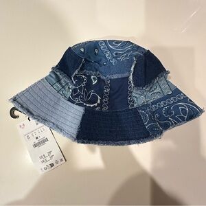 Zara Denim Patchwork Bucket Hat NWT